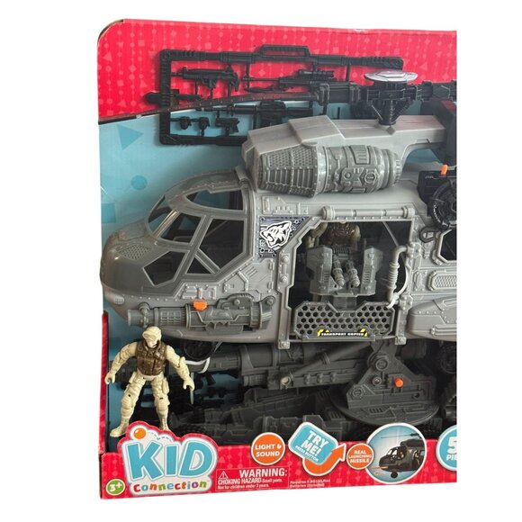 Giant Military Copter Play Set With 57 Pieces Light & Sound Features Heavy Airli - Picture 4 of 11